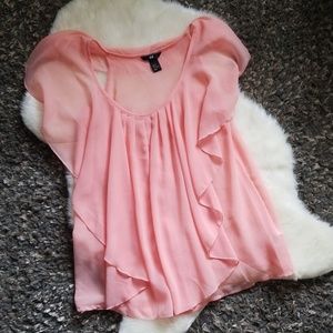 H&M Coral Chiffon Blouse